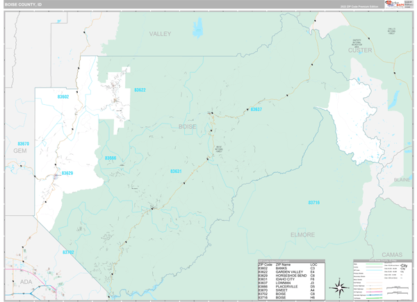 Boise County, ID Zip Code Map