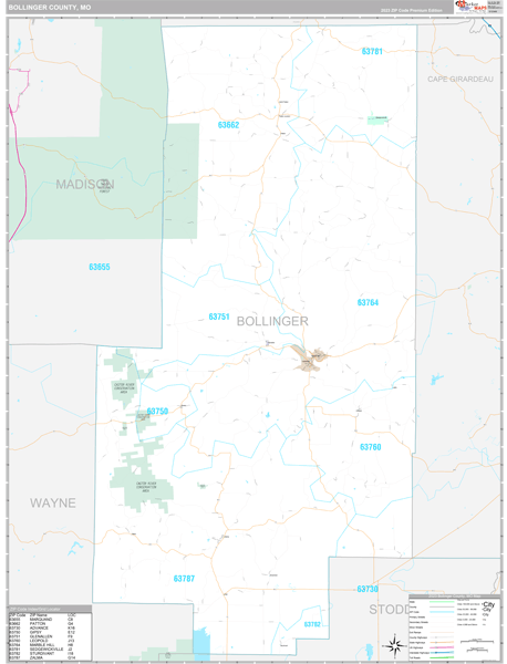 Bollinger County Digital Map Premium Style