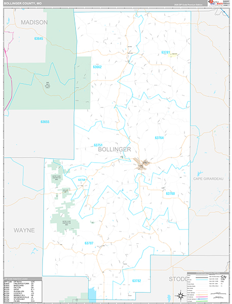 Bollinger County, MO Map Premium Style