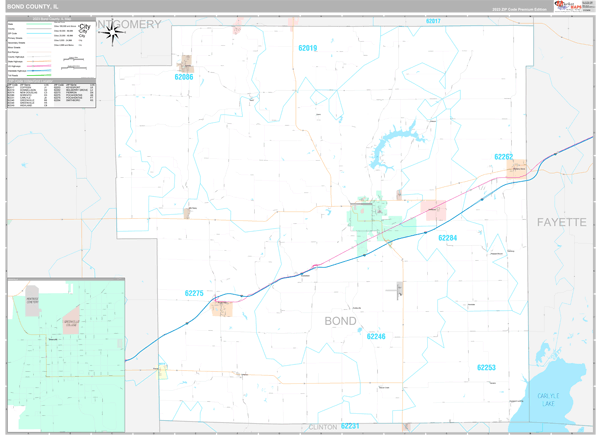 Bond County, IL Wall Map