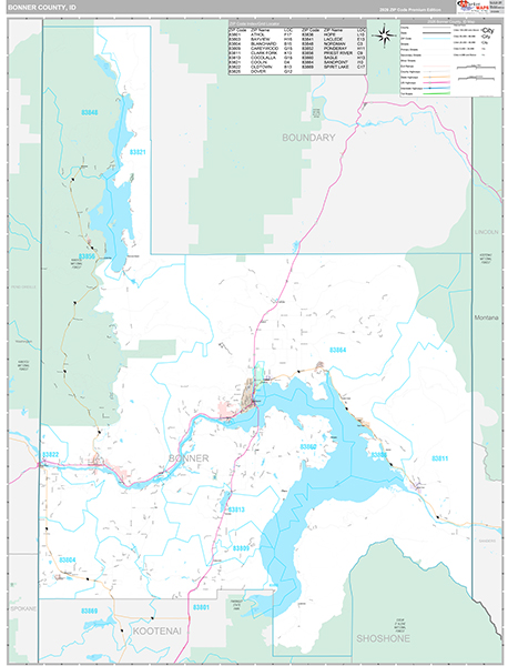 Bonner County, ID Wall Map