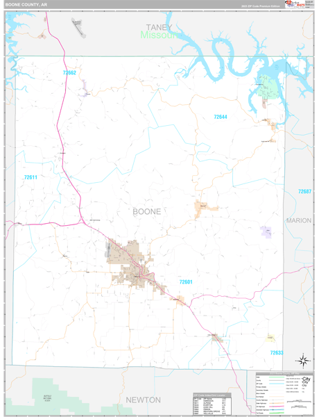 Boone County, AR Wall Map Premium Style
