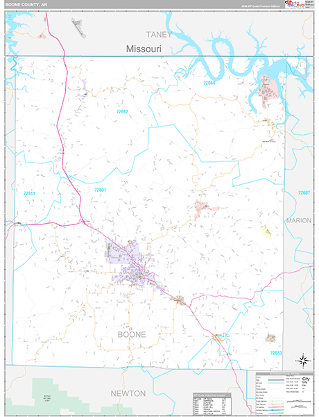 Boone County, AR Zip Code Map