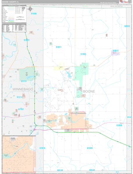 Boone County, IL Wall Map