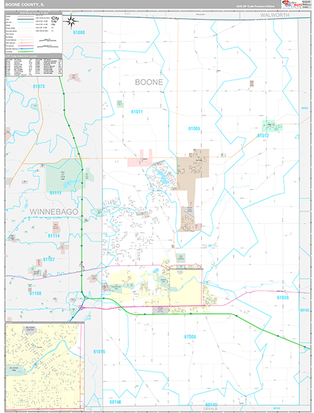Boone County, IL Wall Map