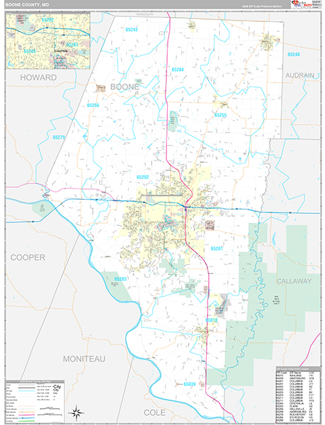 Boone County, MO Map Premium Style