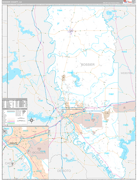 Bossier County, LA Wall Map