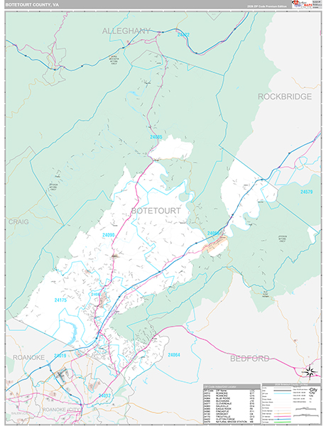 Botetourt County, VA Wall Map