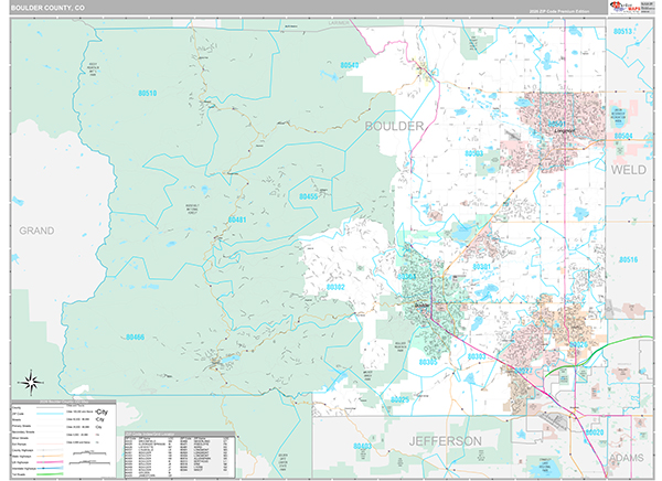 Boulder County, CO Zip Code Map