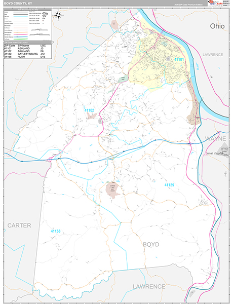 Boyd County, KY Zip Code Map
