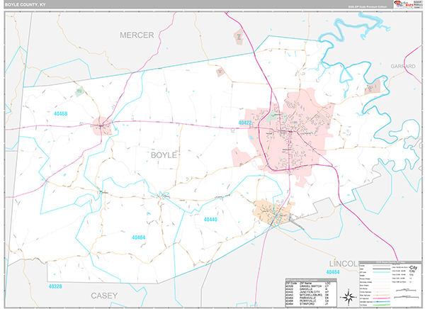 Boyle County, KY Zip Code Map
