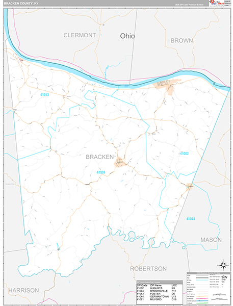 Bracken County, KY Zip Code Map