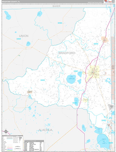 Bradford County, FL Wall Map