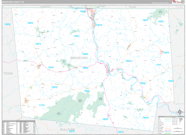 Bradford County, PA Wall Map