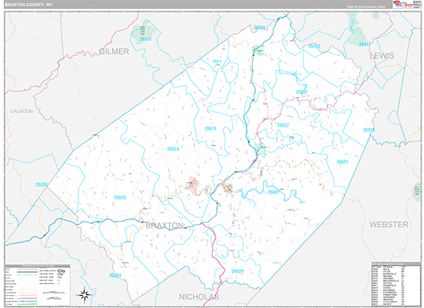 Braxton County, WV Zip Code Map