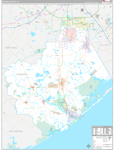 Brazoria County, TX Zip Code Map