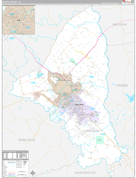 Brazos County, TX Zip Code Map