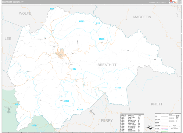 Breathitt County, KY Wall Map