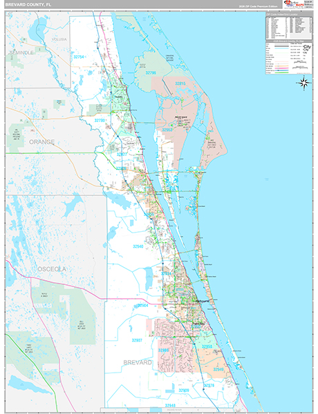 Brevard County, FL Wall Map