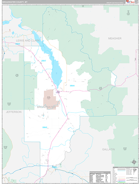 Broadwater County, MT Carrier Route Wall Map