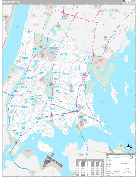 Bronx County Digital Map Premium Style