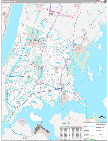Bronx County, NY Zip Code Map