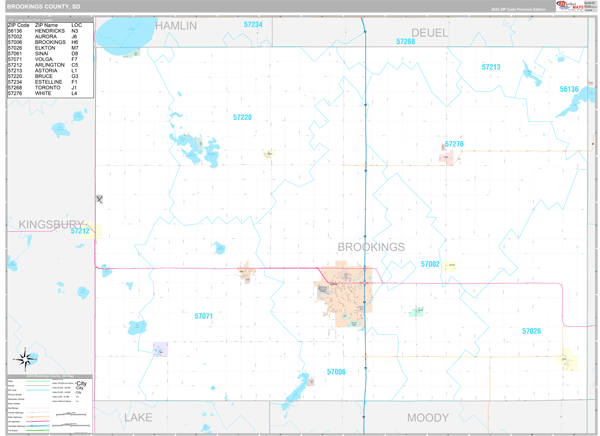 Brookings County Wall Map Premium Style