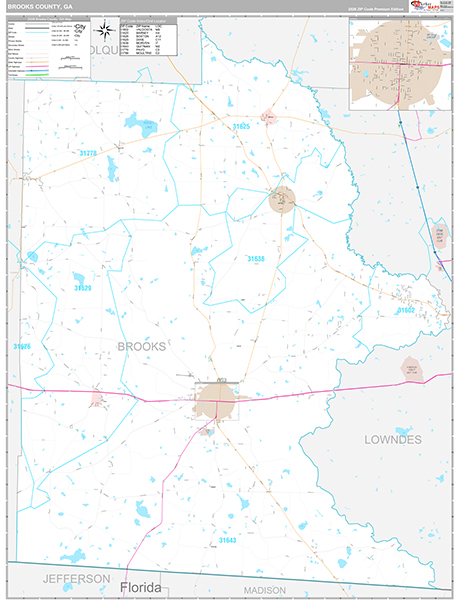 Brooks County, GA Zip Code Map