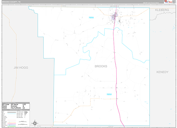 Brooks County, TX Wall Map