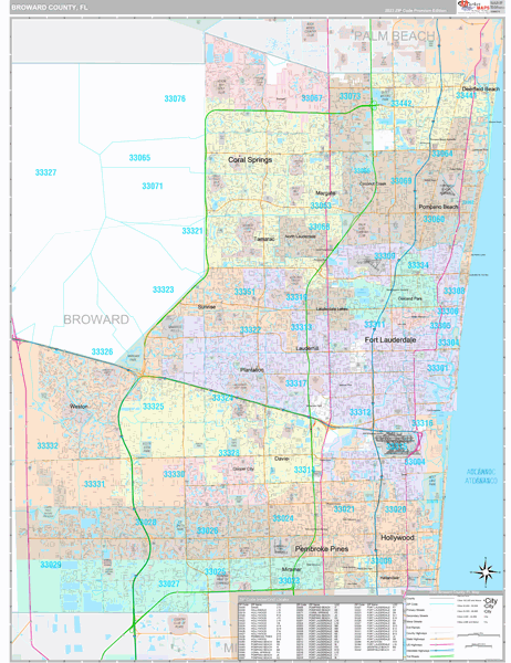 Broward County, FL Wall Map