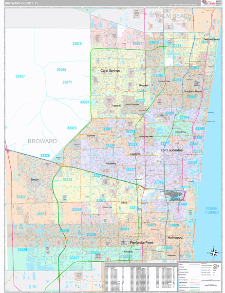 Broward County, FL Zip Code Map