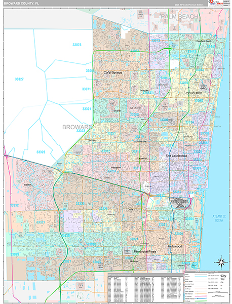 Broward County, FL Wall Map