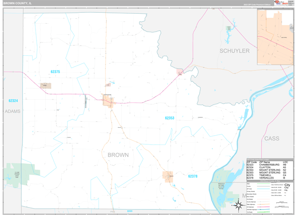 Brown County, IL Wall Map
