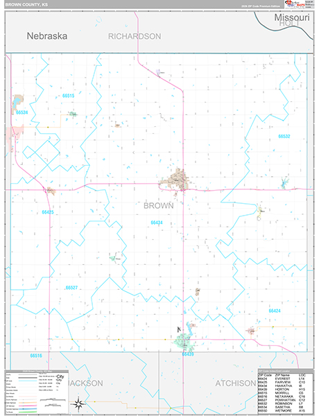 Brown County, KS Zip Code Map