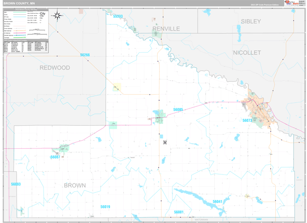 Brown County, MN Carrier Route Wall Map