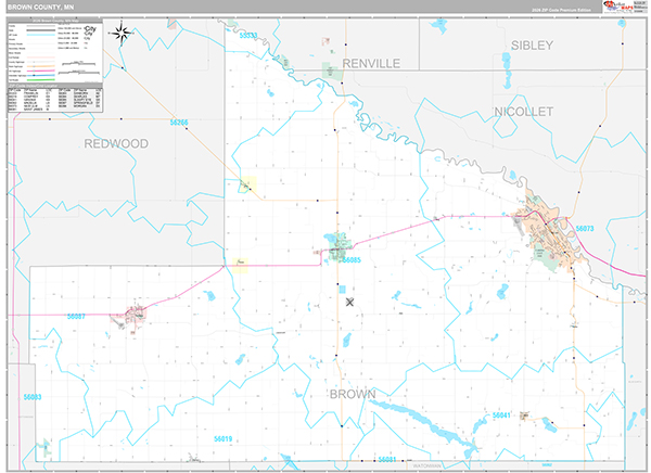 Brown County, MN Wall Map