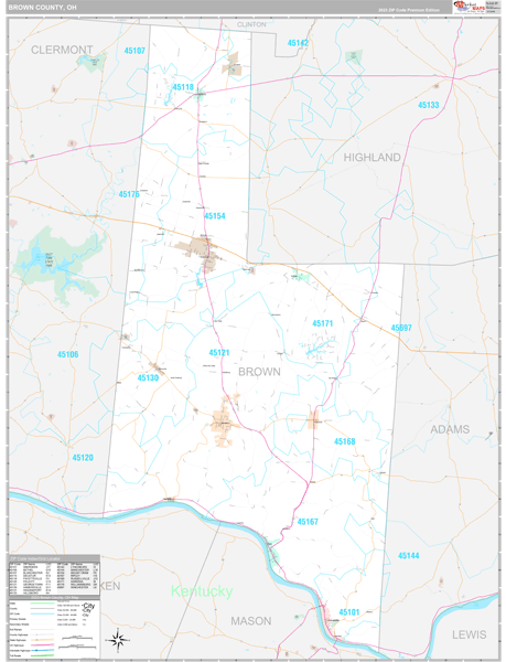 Brown County, OH Carrier Route Wall Map