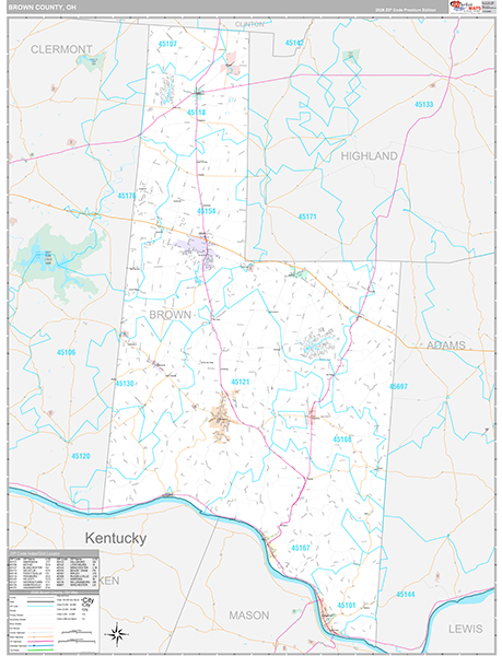 Brown County, OH Zip Code Map