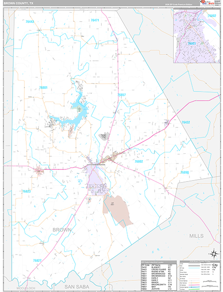 Brown County, TX Zip Code Map