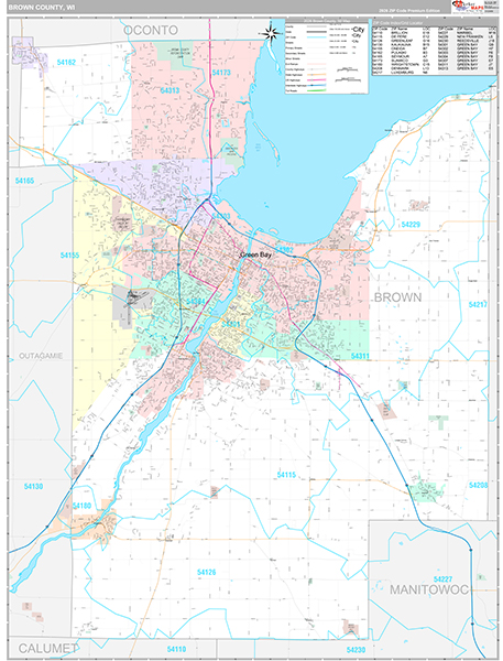 Brown County, WI Wall Map