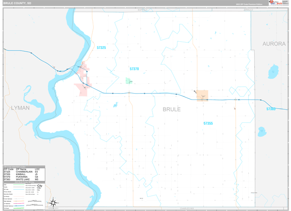 Brule County, SD Carrier Route Wall Map