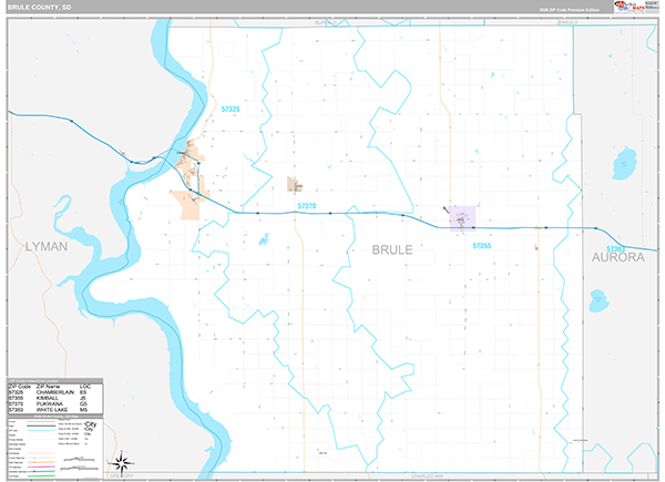Brule County, SD Zip Code Map