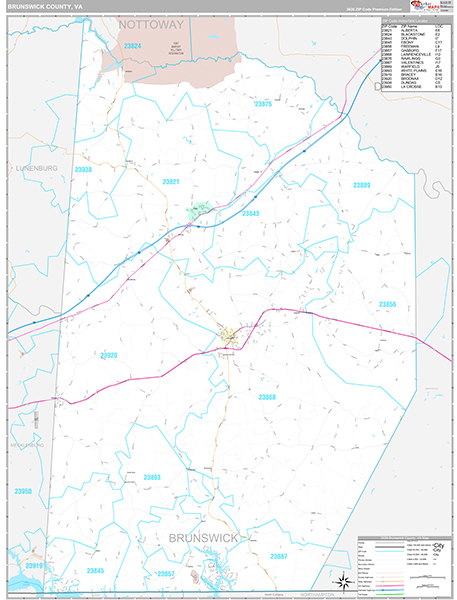 Brunswick County, VA Wall Map
