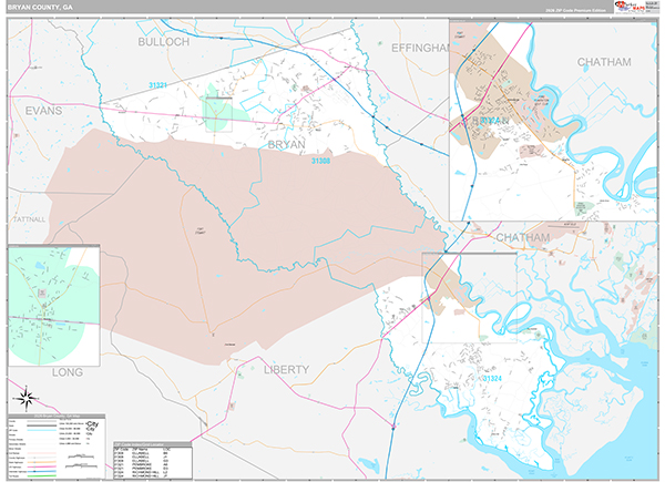 Bryan County, GA Zip Code Map