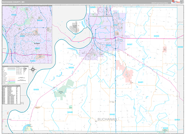 Buchanan County, MO Wall Map