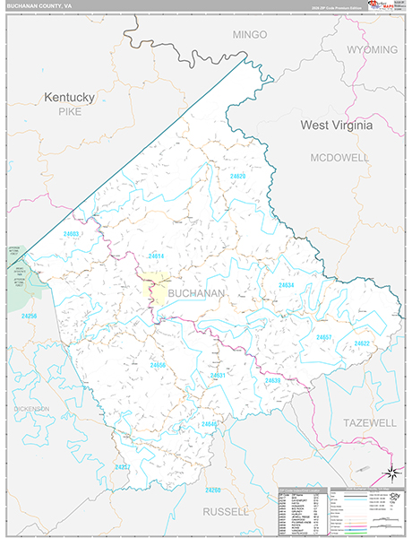 Buchanan County, VA Wall Map