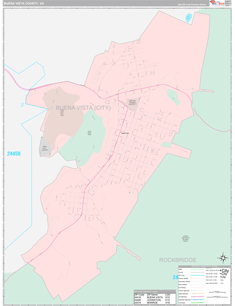 Buena Vista County, VA Zip Code Wall Map Premium Style by MarketMAPS ...