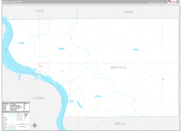 Buffalo County, SD Wall Map Premium Style