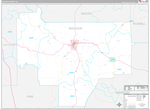 Bullock County, AL Zip Code Map