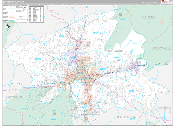 Buncombe County, NC Wall Map